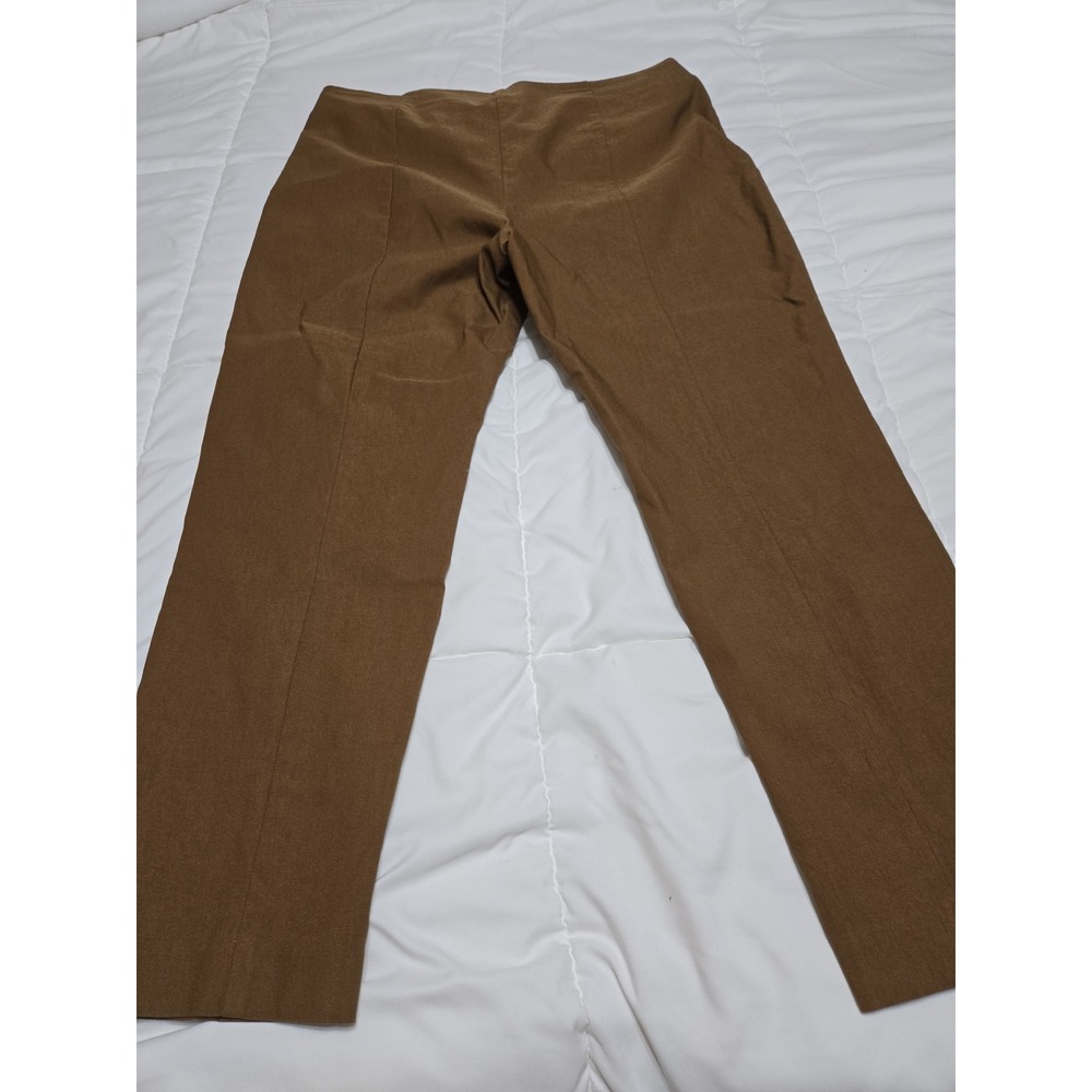 Chicos So Slimming Pants Brown Camel Size 2.5 Petite Stitched Crease Tapered